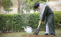 الإمام الخامنئي يغرس ثلاث شتلات بمناسبة يوم الشجرة